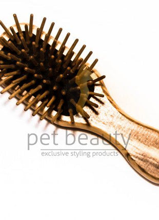 Hundebürste | pet beauty deluxe Natur mini, 15mm Holzstifte | Olivenholz