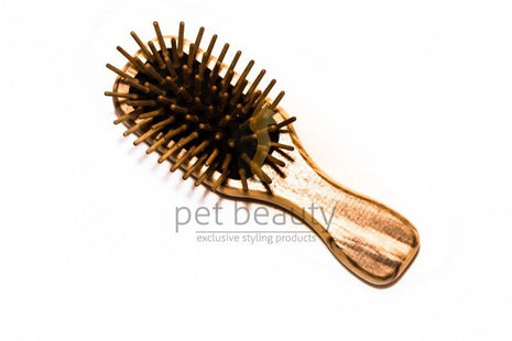Hundebürste | pet beauty deluxe Natur mini, 15mm Holzstifte | Olivenholz