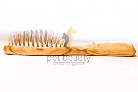 Hundebürste | pet beauty deluxe Natur, 20 mm Holzstifte | Olivenholz