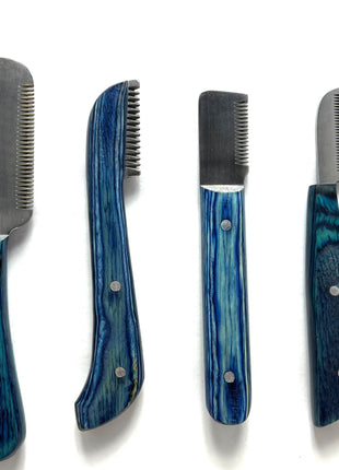 pet beauty Trimmmesser als Satz oder einzeln | 6 Stück | blauer Holzgriff | Gesamtlänge 14cm