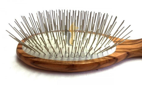 Olivenholz-Hundebürste | PET BEAUTY DELUXE | 27mm Metallstifte | exklusive Hundebürste
